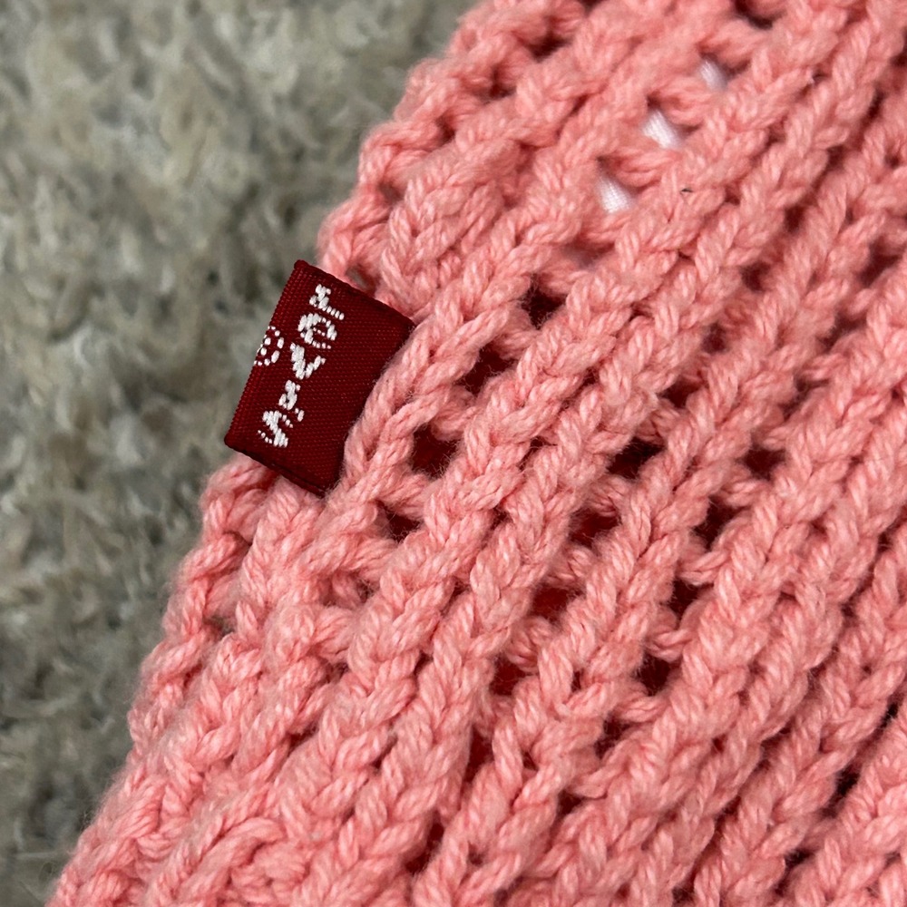 Levi's Sweater Vest Medium Pink Open Knit Crochet Cotton Sleeveless Baby Blue - Picture 8 of 8
